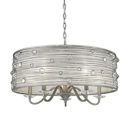 GOLDEN LIGHTING Joia 5 Light Chandelier in Peruvian Silver with Sterling Mist Shade 1993-5 PS